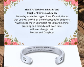 Bijoux de bracelet mère et fille, message personnalisé personnalisé Inspirational Women Cuff Bracelet, Encouragement Birthday Gift for her