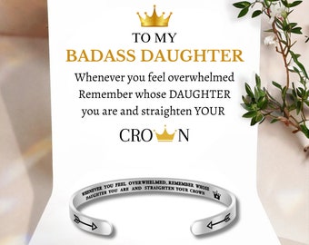 Whenever you feel overwhelmed...Remember whose you are and Straighten your crown Inspirational cuff bracelet,Personalized engraved bracelet