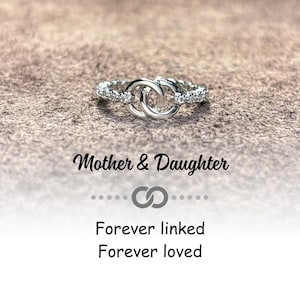 Anillo madre-hija: ajustable, plata S925.