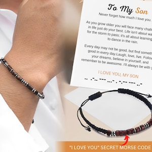 Morse Code Bracelet for Son: Secret Message, Adjustable Cord