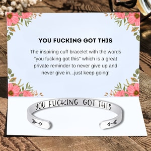 Inspirational Cuff Bracelet: Engraved Stainless Steel Encouragement Jewelry