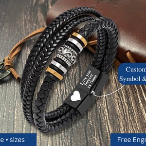 Geflochtenes Lederarmband für Männer: Personalisiertes Edelstahl Sohn Geschenk