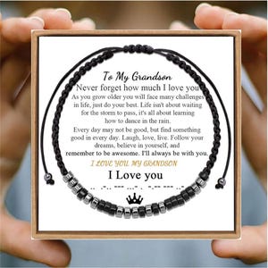 Cadeaux de petit-fils, à mon petit-fils, je t'aime, bracelet code Morse, anniversaire, cadeau de Noël pour petit-fils/fils/fille/petite-fille