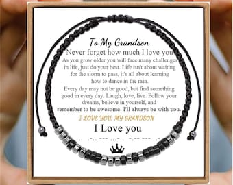 Grandson Gifts, To My Grandson I Love You Morse Code Bracelet, Birthday, Christmas Gift For Grandson/Son/Daughter/Granddaughter