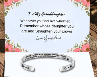 Inspirational Daughter Granddaughter Bracelet: Engraved Stainless Steel Cuff