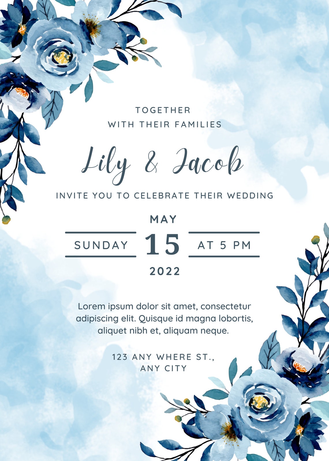 Wedding Invitation Card Canva Template Immediately Download Etsy