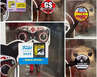 Sticker Exclusivo SDCC 2025 Málaga, GS, Baharain y Comicave. Renueva, reemplaza o vuelve exclusivos tu colección de Funko Pop.