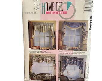 Vintage McCall's 5848 Sewing Pattern Home Dec In A Sec Valance Curtains Décor