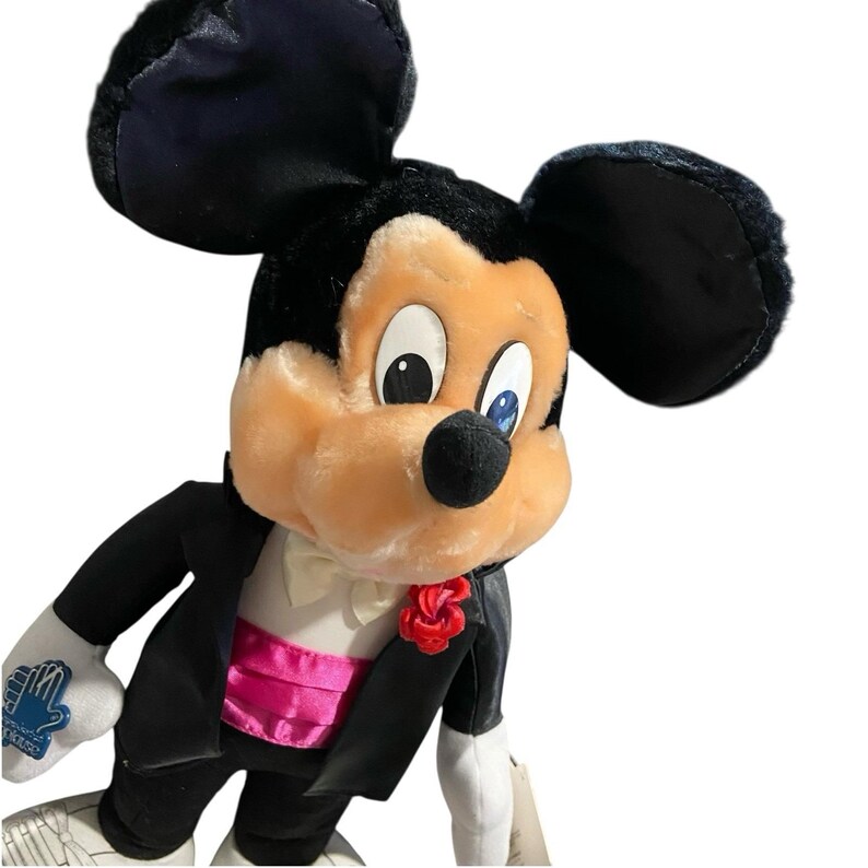 Muñeco de peluche de Mickey Mouse con esmoquin del 60 aniversario, 1988, con etiquetas. imagen 2