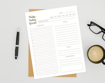 PRINTABLE DAILY PLANNER | To Do List | Printable Productivity Day Planner for Work | Stay-At-Home Mom Planner | Template | Pdf | Organize