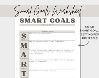Goal Setting Worksheet | SMART Goals Template | Printable Goals Planner | Digital File | Classroom Activity | A4 Letter Goodnotes