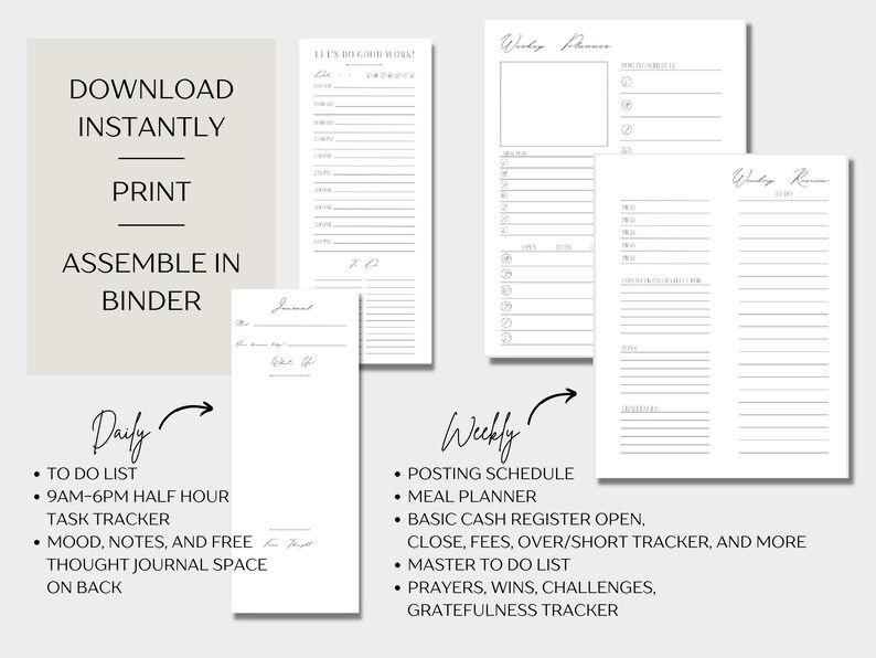 Printable Entrepreneur's Weekly Planner | Small Business Daily Planner ...