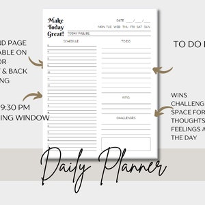 PRINTABLE DAILY PLANNER | to Do List | Printable Productivity Day ...