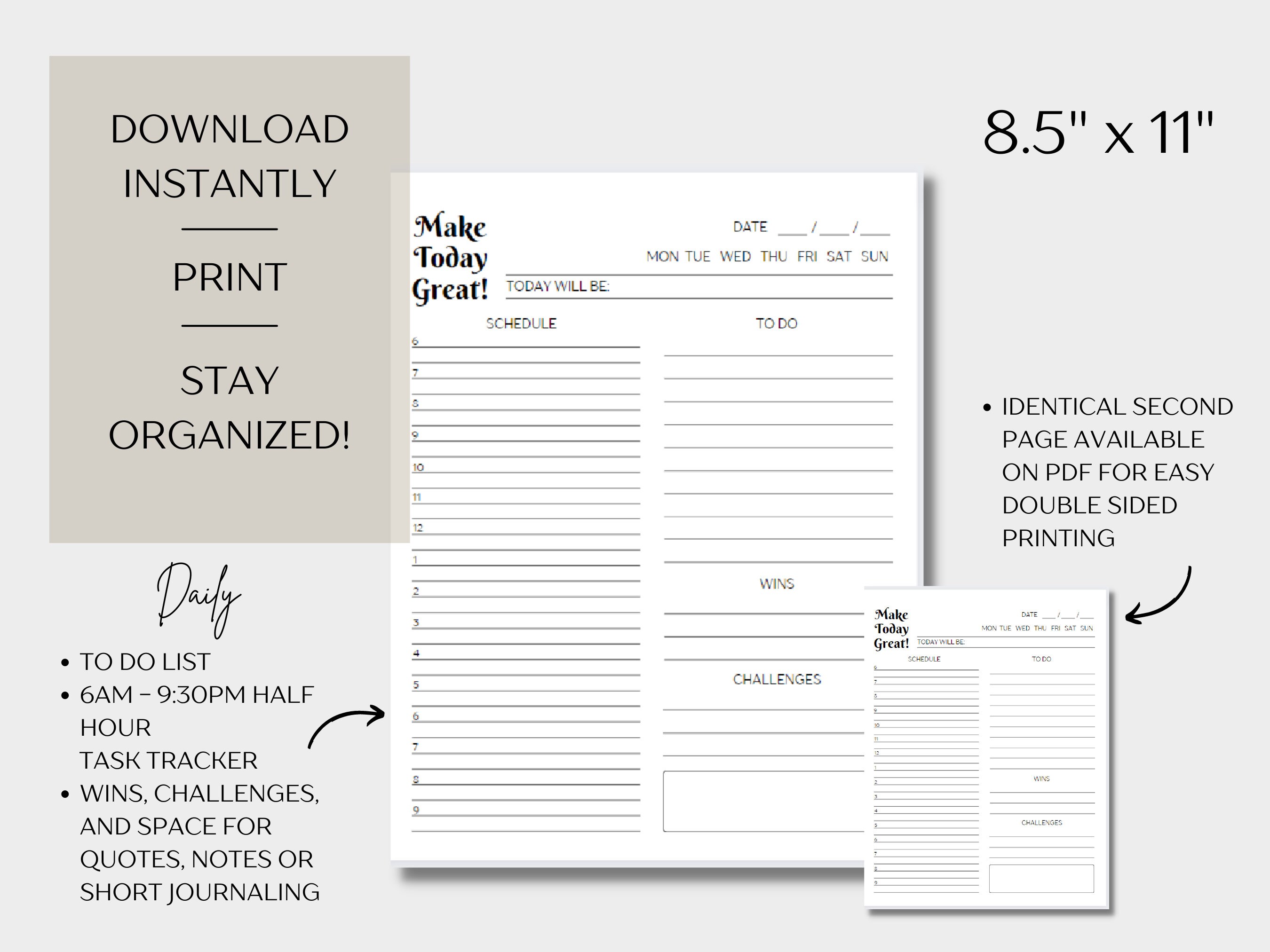 PRINTABLE DAILY PLANNER | to Do List | Printable Productivity Day ...