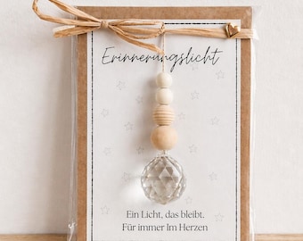 Erinnerungslicht Sonnenfänger – Lichtfänger fürs Fenster | Gedenklicht mit Kristall | Trauergeschenk | Ein Licht, das bleibt