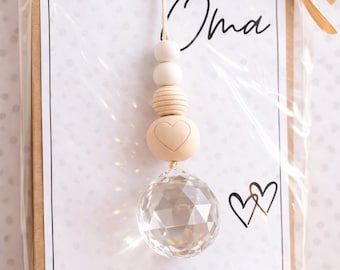 Sonnenfänger für Oma – Muttertagsgeschenk Oma – Danke Oma – Fensterdeko mit Kristall – Geschenk für Oma – liebevolles Geschenk Oma