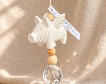 Lucky Pig Suncatcher with Crystal – Lucky Charm Gift for Exams, New Beginnings, Birthdays & New Year's Eve