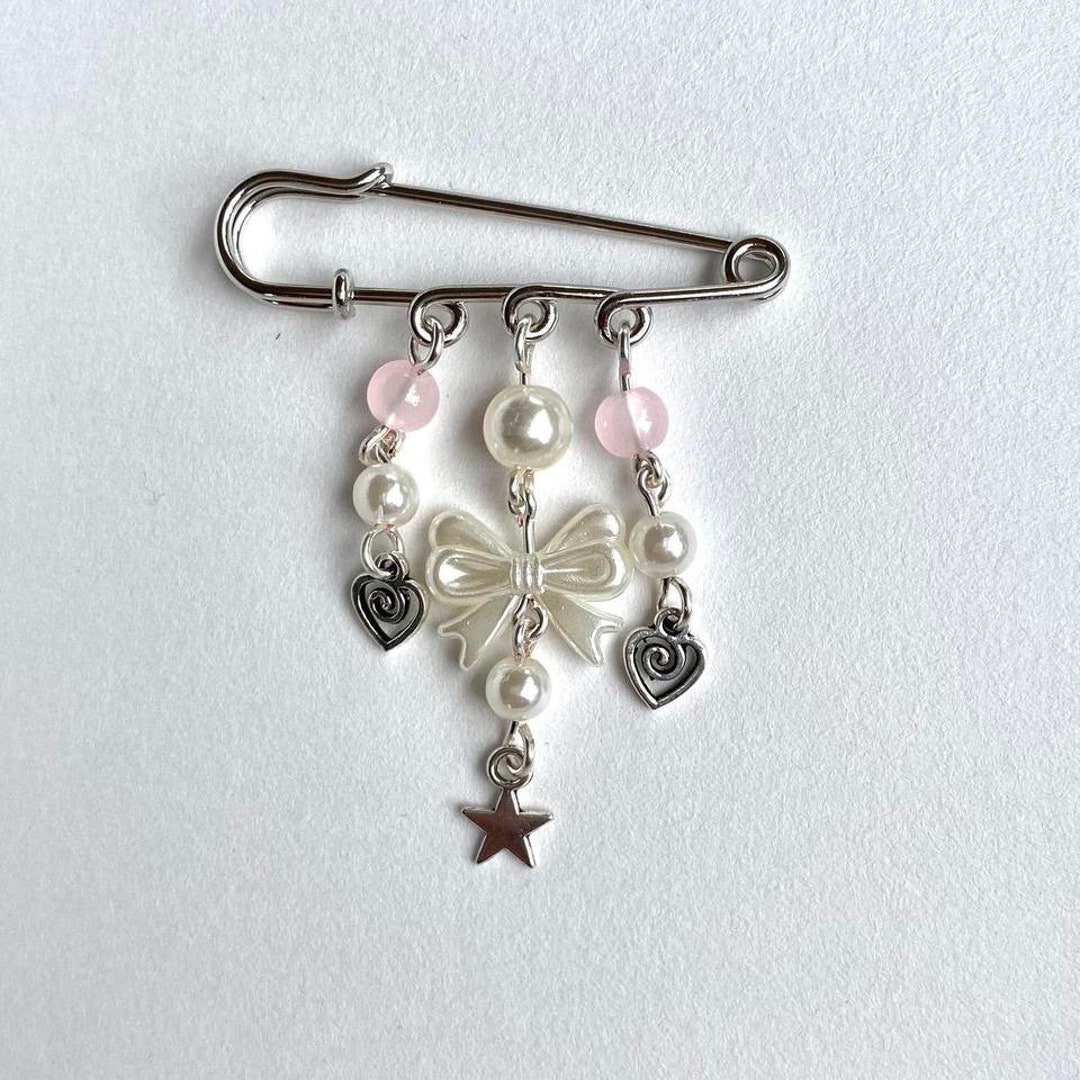 Bow Safety Pin Bag Charm Etsy