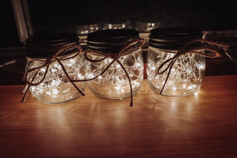 Heritage Mason Jars with Lights Home Decor Farmhouse Decor image 1