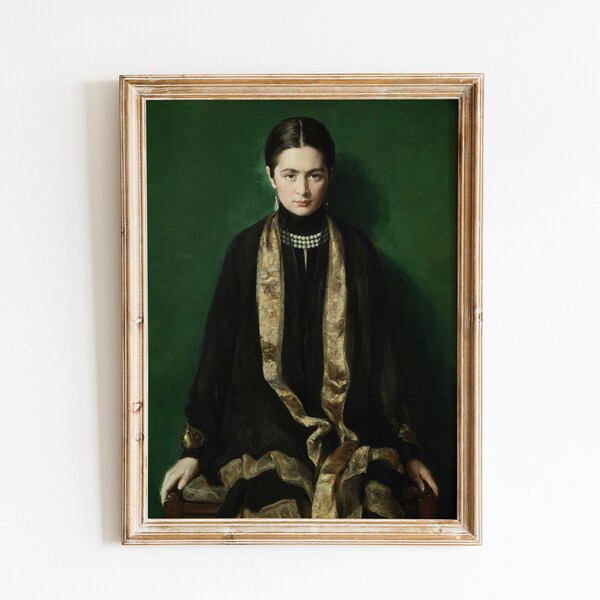 Classic Woman Portrait | Vintage Oil Painting | Portrait of a Seated Lady | Woman Portrait Painting | Digital Download Printable Art | 615