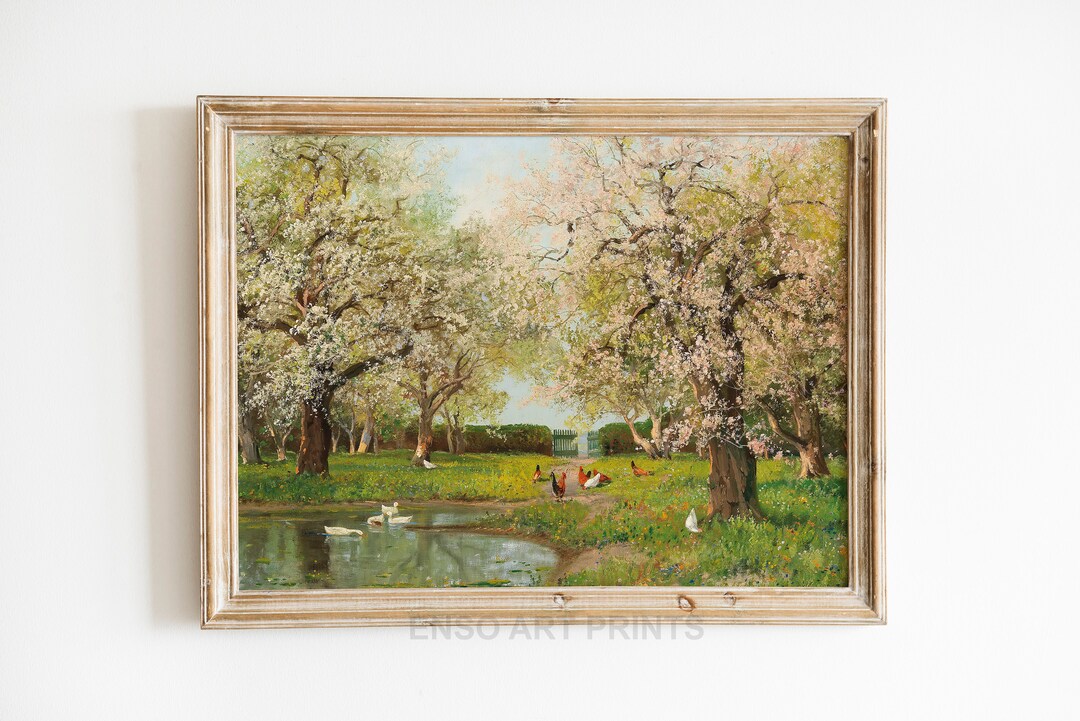 Spring Rustic Farmhouse Print Vintage Country Farmhouse Art Spring ...