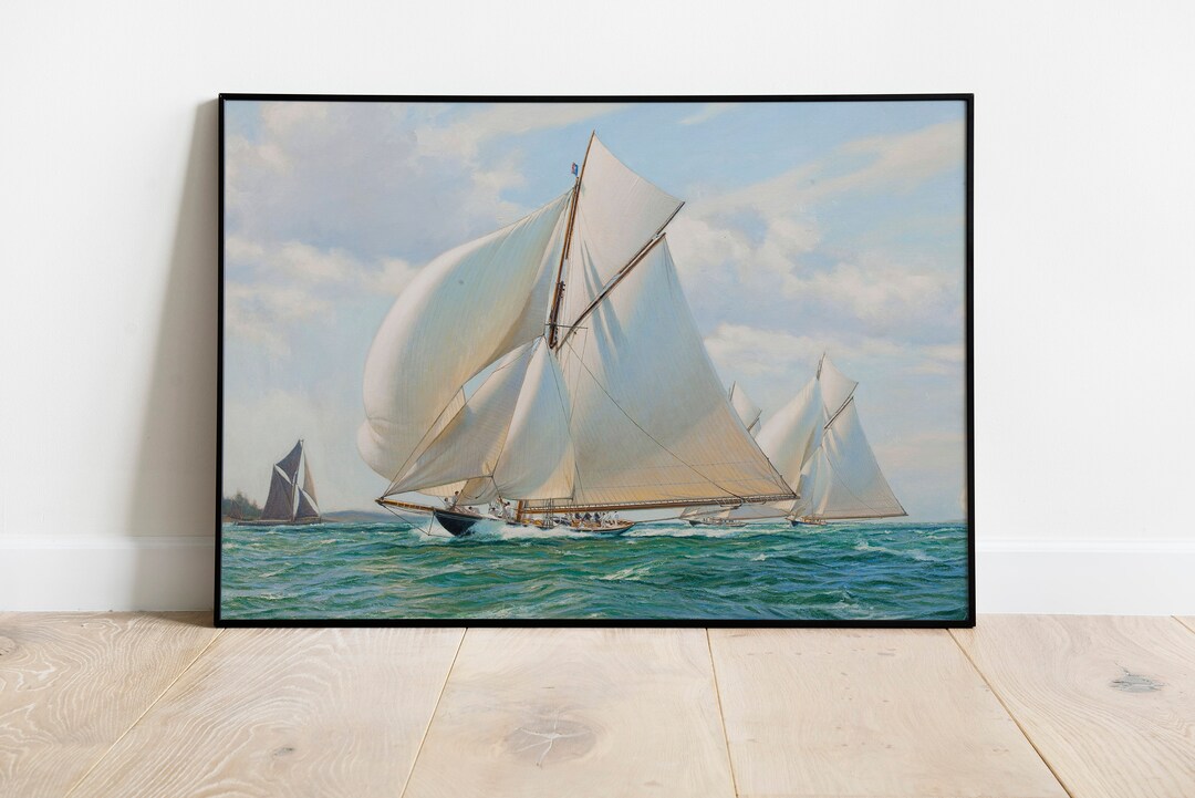 Vintage Wall Art Sailing Boat Wall Art Print Nautical Oil Etsy