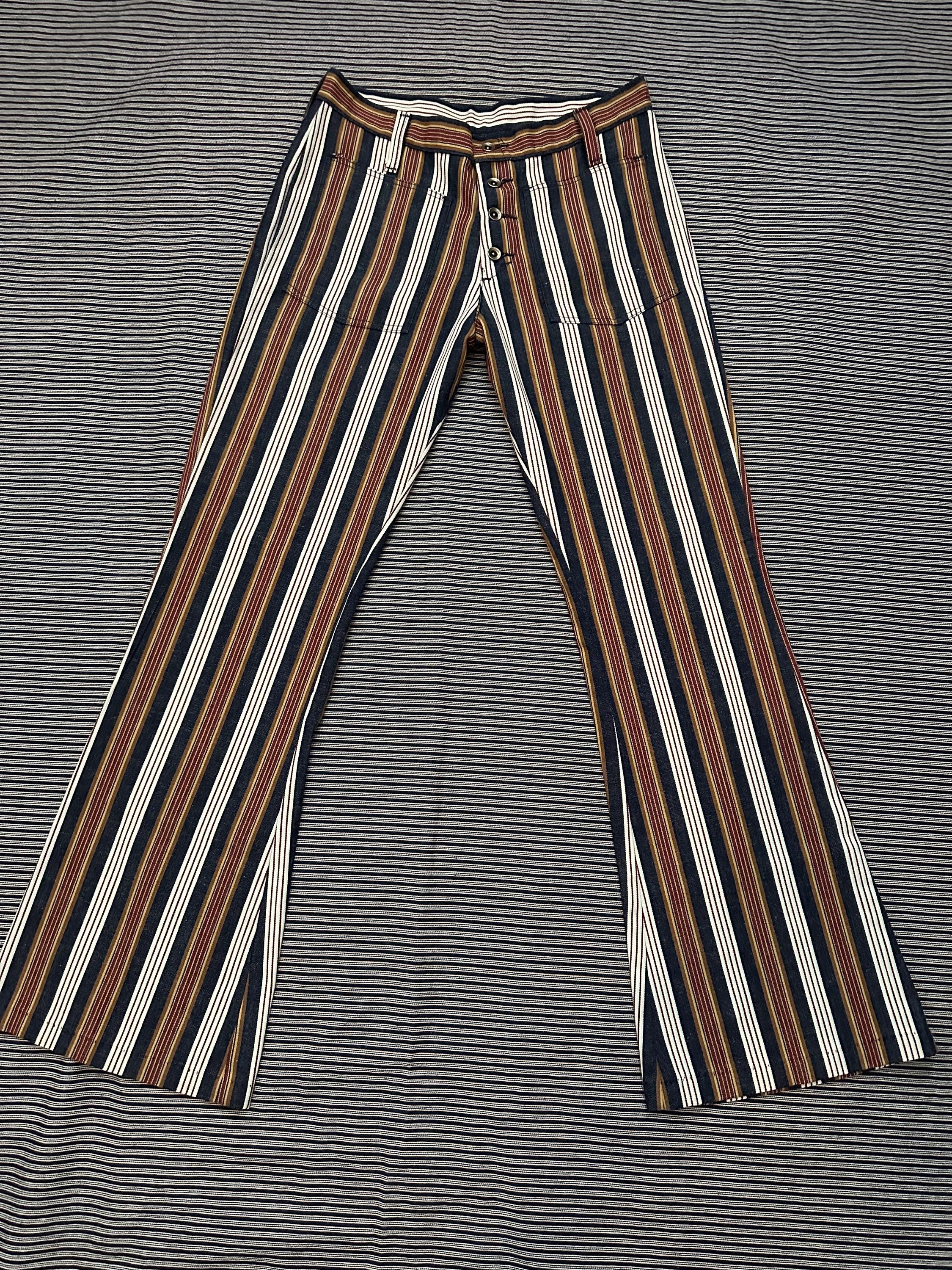 パンツ 70s stripe straight wide slacks pants 70s Striped Flares - Etsy