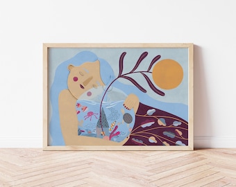 WALL DECORATION - poster woman water sea