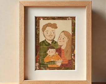 Personalized Hand-Drawn Portrait – Close-Up Illustration – High-Quality Print