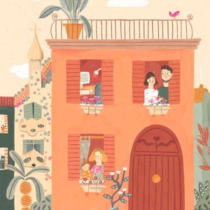 Custom Family or Couple Portrait – Hand-Drawn House Illustration – High-Quality Print – Personalized Gift image 6