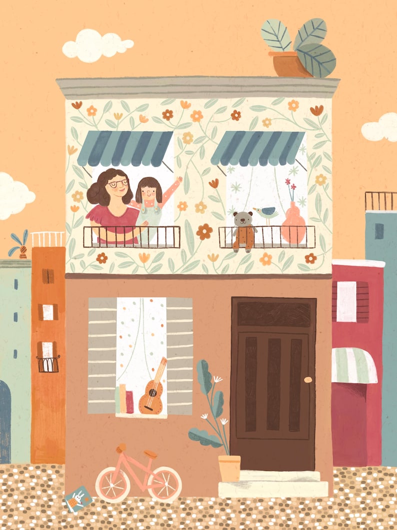 Custom Family or Couple Portrait – Hand-Drawn House Illustration – High-Quality Print – Personalized Gift image 11