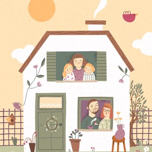 Custom Family or Couple Portrait – Hand-Drawn House Illustration – High-Quality Print – Personalized Gift image 14