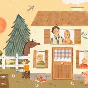 Custom Family or Couple Portrait – Hand-Drawn House Illustration – High-Quality Print – Personalized Gift image 8