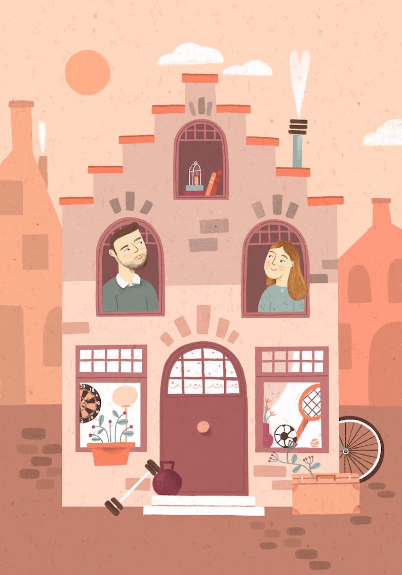 Custom Family or Couple Portrait – Hand-Drawn House Illustration – High-Quality Print – Personalized Gift image 10