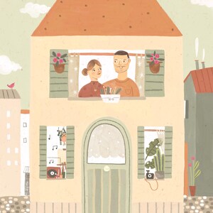 Custom Family or Couple Portrait – Hand-Drawn House Illustration – High-Quality Print – Personalized Gift image 12
