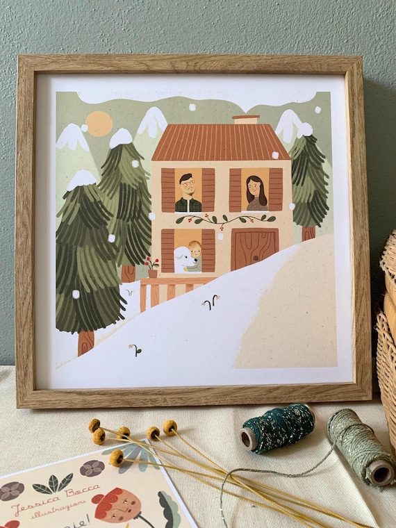 Custom Family or Couple Portrait – Hand-Drawn House Illustration – High-Quality Print – Personalized Gift