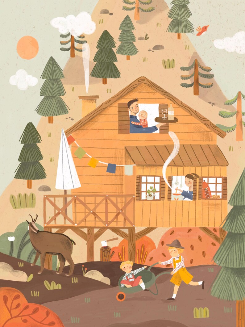 Custom Family or Couple Portrait – Hand-Drawn House Illustration – High-Quality Print – Personalized Gift image 5