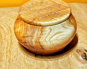 Lidded Wooden Yew Pot