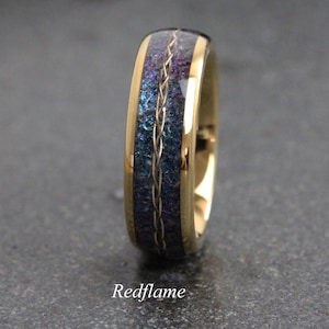 Gold Braid Alexandrite Tungsten Wedding Ring
