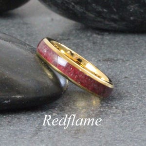 Red Garnet Crushed Wedding Ring Natural Stone Tungsten Ring Silver gray black gold rose gold Men Women Ring Custom Order 6mm 8mm Band