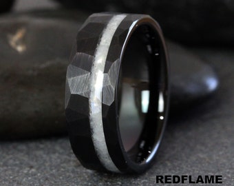 Rainbow Moonstone Ring Faceted Black Hammer Rose Gold Moonstone Wedding Band Women Black Yellow Silver Gray Tungsten Mens  Custom Order