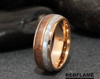 Sunstone Moonstone Wedding Band, Rainbow Moonstone Ring, Rose Gold Black Yellow Silver Gray Tungsten Wedding Ring, Mens Ring, Custom Order
