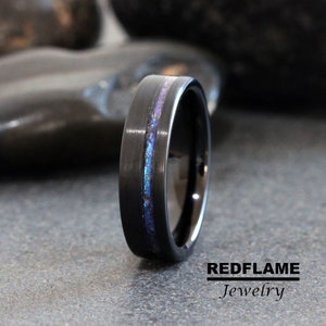 Brushed Alexandrite Crushed Wedding Ring Black Changing Color Black Tungsten Wedding Mens Ring Custom Order 6mm 8mm Band