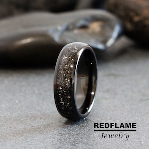 Meteorite Wedding Ring black Tungsten