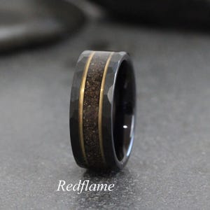 Your Sand Wedding Ring Your Beach Sand Ring Sand Wedding Your Own Materials Shells Rose Gold Black Yellow Silver GrayTungsten Back Ring