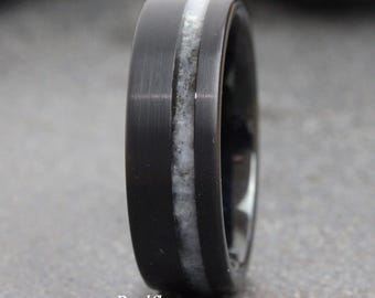 Your Wedding Dress Inlay Ring, Dress Fabric Ring, Clothing Fabric Rose Gold Black Yellow Silver Gray Tungsten Carbide Custom your material