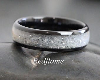 Your Wedding Dress Inlay Ring, Band Clothing Fabric Rose Gold Black Yellow Silver Gray Tungsten Carbide, Custom your material ring