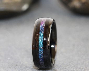 Your Own Hair Inlay Wedding Ring Alexandrite Tungsten Band Anniversary