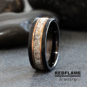 Your Sand Wedding Ring Your Beach Sand Ring Sand Wedding Your Own Materials Shells Rose Gold Black Yellow Silver GrayTungsten Back Ring