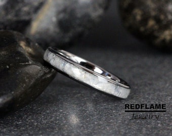 Natural Rainbow Moonstone Ring, Crush Rose Gold Moonstone Women Ring Black Yellow Silver Gray Tungsten Wedding Ring, Mens Ring, Custom Order